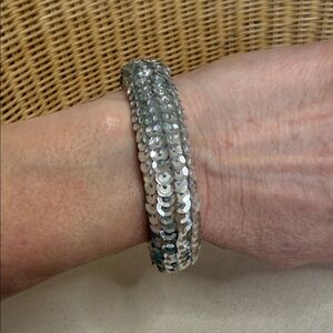 Sparkling Vintage Silver Sequin Bangle Bracelet